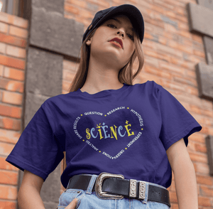 Lady wearing I Love Science Adult Unisex T-Shirt