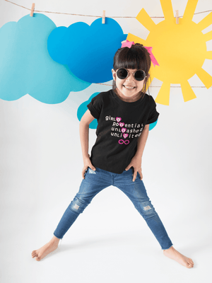 girl wearing Girls Unlimited Potential STEM T-Shirt