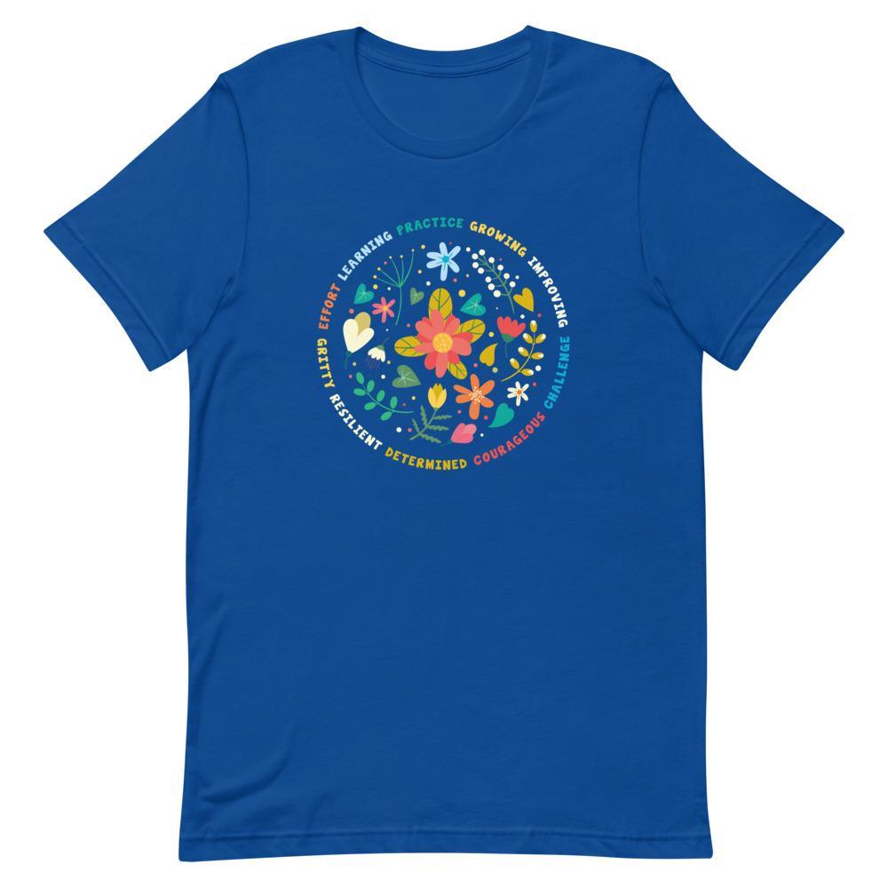 Growth mindset t-shirt in royal blue